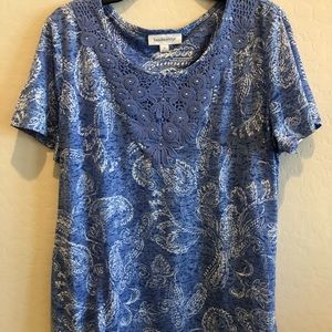 Breckinridge Pretty Blue Lace/Embellished Top XL